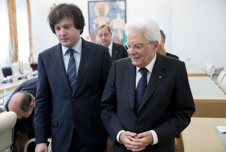  Il Presidente della Repubblica Sergio Mattarella con il Presidente del Parlamento della Georgia Irakli Kobakhidze.
