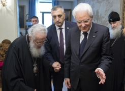 Il Presidente della Repubblica Sergio Mattarella in occasione dell’incontro con Sua Santità e  Beatitudine il Patriarca di tutta la Georgia Ilia II