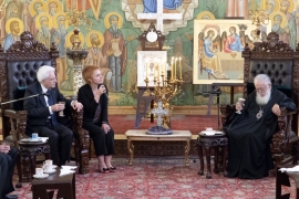 Il Presidente della Repubblica Sergio Mattarella in occasione dell’incontro con Sua Santità e  Beatitudine il Patriarca di tutta la Georgia Ilia II