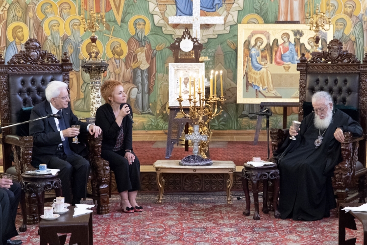 Il Presidente della Repubblica Sergio Mattarella in occasione dell’incontro con Sua Santità e  Beatitudine il Patriarca di tutta la Georgia Ilia II