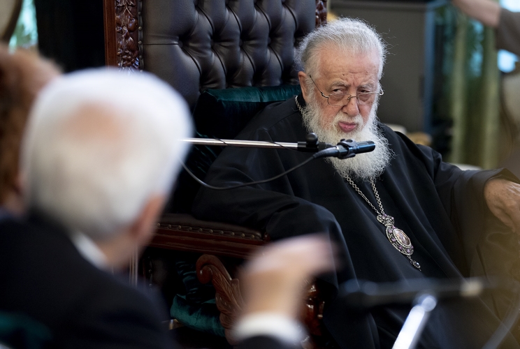 Il Presidente della Repubblica Sergio Mattarella in occasione dell’incontro con Sua Santità e  Beatitudine il Patriarca di tutta la Georgia Ilia II