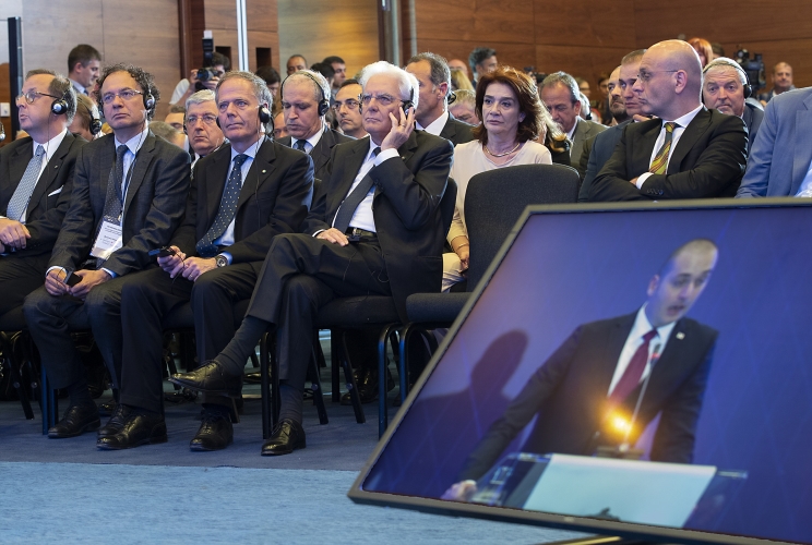 Il Presidente della Repubblica Sergio Mattarella alla sessione conclusiva del Forum Economico italo-georgiano.
