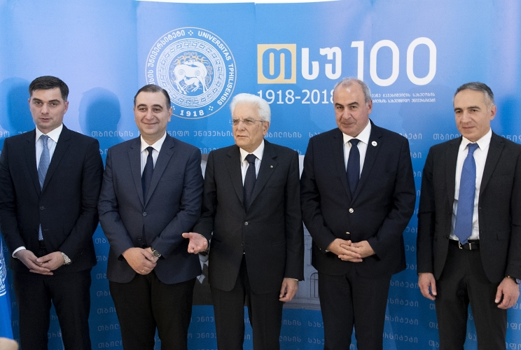 Il Presidente della Repubblica Sergio Mattarella con in occasione dell’intervento all’Università Statale di Tbilisi