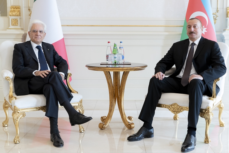 Il Presidente Sergio Mattarella con il Presidente della Repubblica dell’Azerbaigian Ilham Aliyev