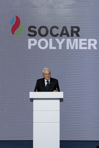 Il Presidente della Repubblica Sergio Mattarella in occasione dell’inaugurazione dell’impianto di produzione di polipropilene