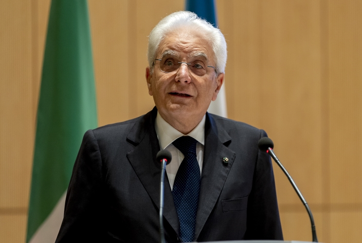 Il Presidente della Repubblica Sergio Mattarella nel corso dell'intervento all’Università ADA (Azerbaijian Diplomatic Academy)  