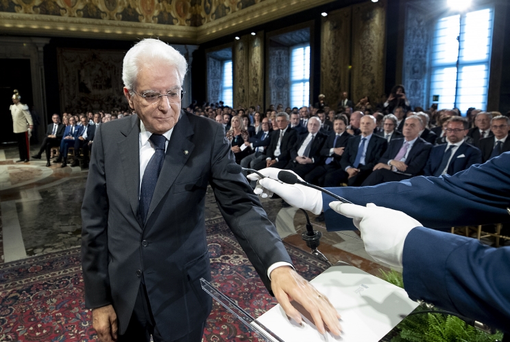 Il Presidente Sergio Mattarella nel corso dell'incontro con i Magistrati ordinari in tirocinio nominati con D.M. 07/02/2018