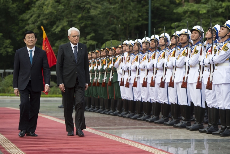 Il Presidente Sergio Mattarella e il Presidente della Repubblica Socialista del Vietnam Truong Tan Sang