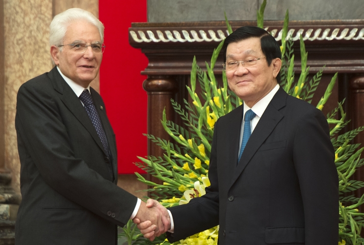 Il Presidente Sergio Mattarella e il Presidente della Repubblica Socialista del Vietnam Truong Tan Sang 