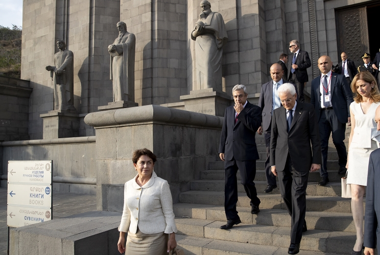  Il Presidente della Repubblica Sergio Mattarella al termine della visita al Museo Matenadaran