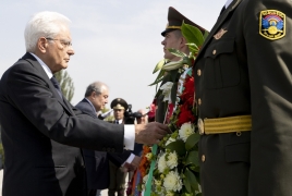 Il Presidente Sergio Mattarella con il Presidente della Repubblica d’Armenia, Armen Sarkissian al Memoriale di Tsitsernakaberd