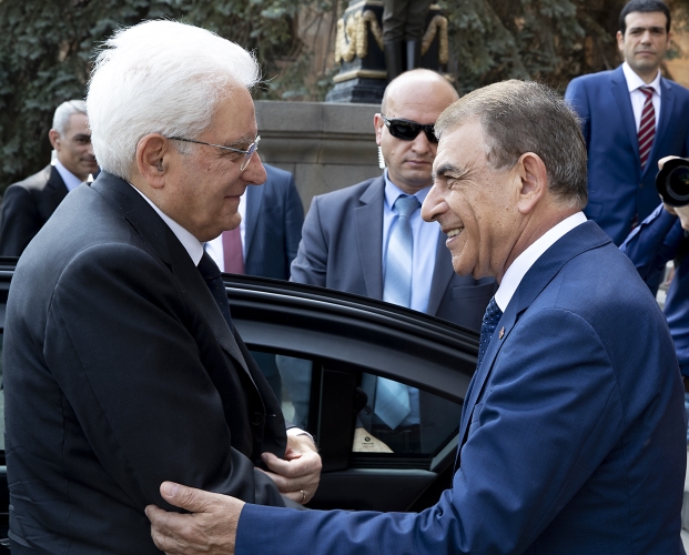 Il Presidente della Repubblica Sergio Mattarella con il Presidente dell’Assemblea Nazionale della Repubblica d’Armenia, Ara Babloyan