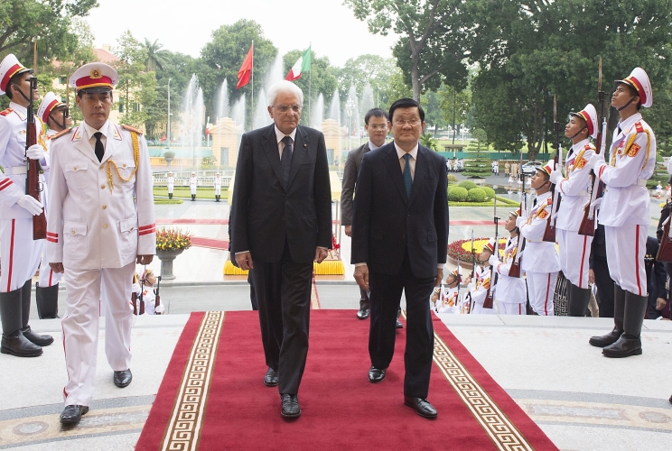 Il Presidente Sergio Mattarella e il Presidente della Repubblica Socialista del Vietnam Truong Tan Sang 