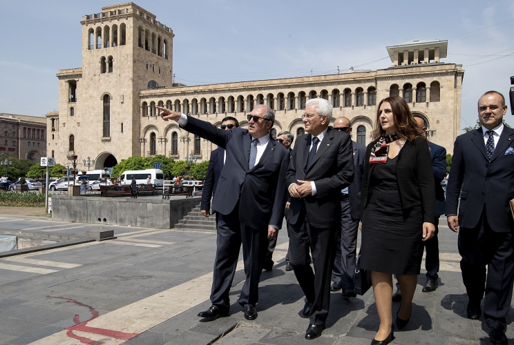 Il Presidente della Repubblica Sergio Mattarella con il Presidente della Repubblica d’Armenia, Armen Sarkissian  in occasione della cerimonia di inaugurazione del Centro Regionale per la Conservazione, la Gestione e la Valorizzazione del Patrimonio Culturale