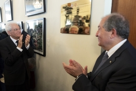 Il Presidente della Repubblica Sergio Mattarella con il Presidente della Repubblica d’Armenia, Armen Sarkissian  in occasione dello scoprimento della targa intestata al Centro Regionale per la Conservazione, la Gestione e la Valorizzazione del Patrimonio Culturale