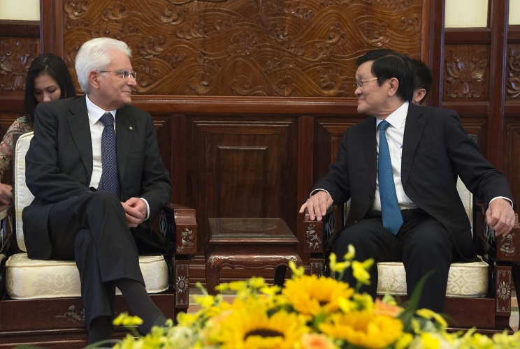 Il Presidente Sergio Mattarella e il Presidente della Repubblica Socialista del Vietnam Truong Tan Sang 
