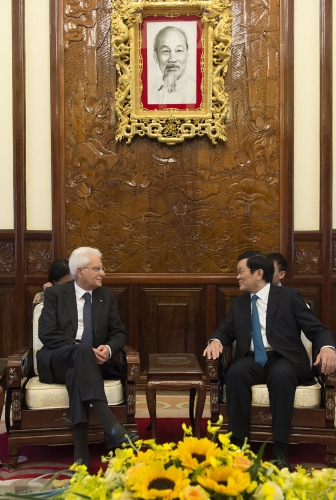 Il Presidente Sergio Mattarella e il Presidente della Repubblica Socialista del Vietnam Truong Tan Sang 