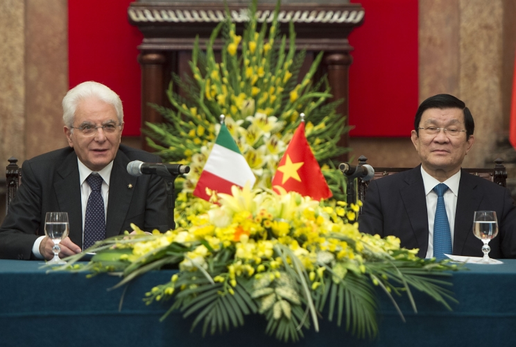 Il Presidente Sergio Mattarella e il Presidente della Repubblica Socialista del Vietnam Truong Tan Sang 