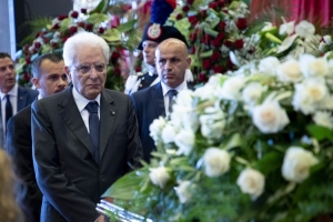 Il Presidente Sergio Mattarella alle Esequie solenni delle vittime del crollo del ponte Morandi