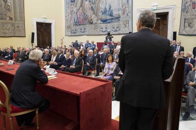 Il Presidente Sergio Mattarella alla cerominia del 100° anniversario della nascita del Presidente emerito della Repubblica, Oscar Luigi Scàlfaro

