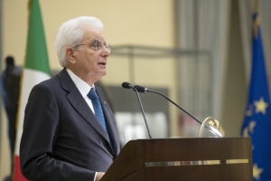 Il Presidente Sergio Mattarella nel corso del suo intervento alla cerimonia in occasione del 100° anniversario della nascita del Presidente emerito Oscar Luigi Scalfaro
