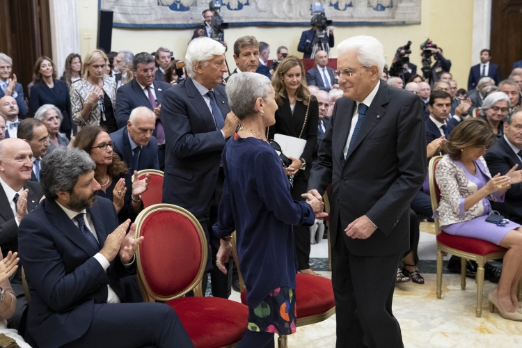 Il Presidente Sergio Mattarella nel corso del suo intervento alla cerimonia in occasione del 100° anniversario della nascita del Presidente emerito della Repubblica, Oscar Luigi Scalfaro