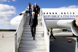 Il Presidente Sergio Mattarella arriva all'Aeroporto Internazionale di Riga, in occasione della XIV Riunione informale dei Capi di Stato del gruppo Arraiolos