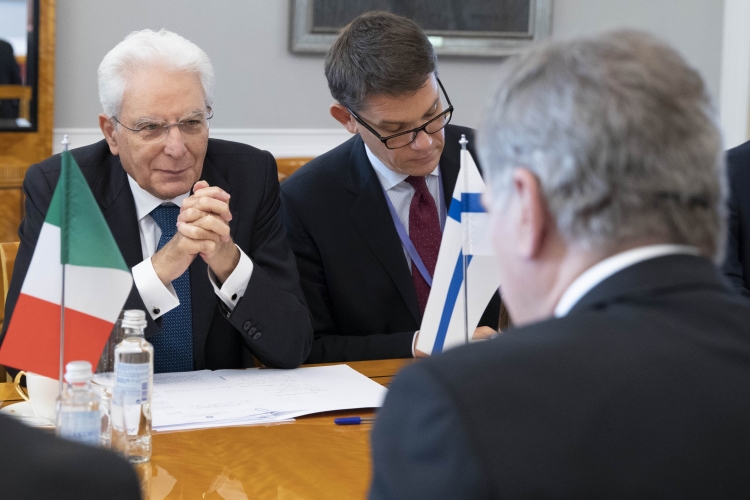 Il Presidente Sergio Mattarella con il Presidente della Repubblica di Finlandia, Sauli Niinistö in occasione della XIV riunione informale dei Capi di Stato del gruppo Arraiolos