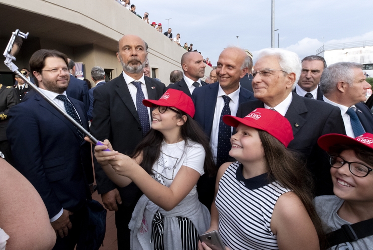 Il Presidente Sergio Mattarella con il Ministro dell'Istruzione Bussetti in occasione della cerimonia di inaugurazione dell'anno scolastico 2018/2019 "Tutti a scuola"