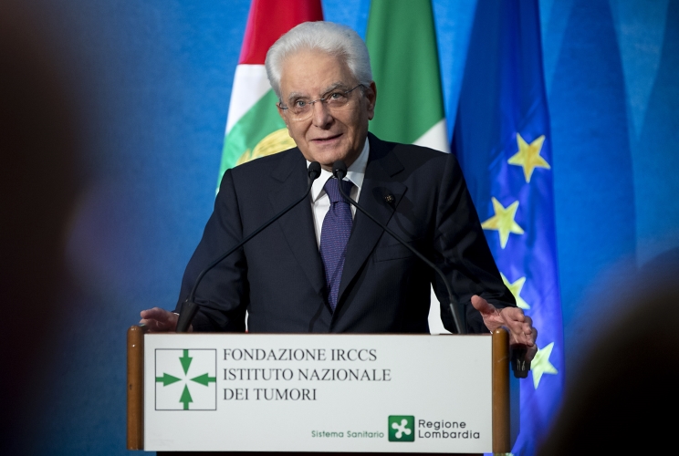 Il Presidente della Repubblica Sergio Mattarella nel corso della visita alla Fondazione IRCCS Istituto Nazionale dei Tumori