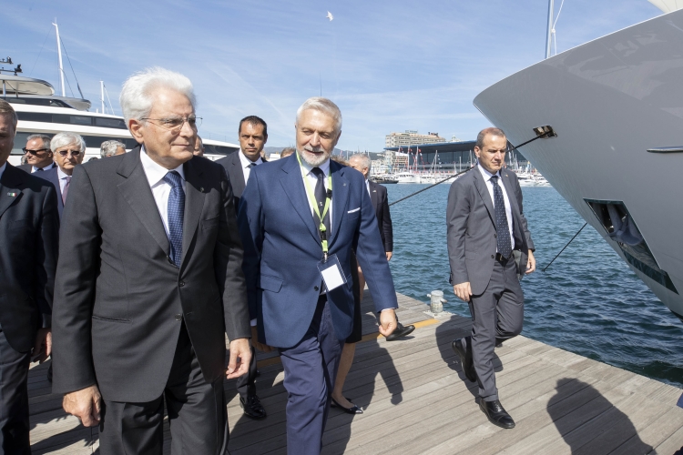 Il Presidente della Repubblica Sergio Mattarella a Genova in occasione del 58° Salone nautico.

