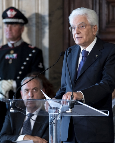 Il Presidente Sergio Mattarella rivolge il suo indirizzo di saluto in occasione della cerimonia di commiato dei nuovi componenti e seduta di insediamento del Consiglio nella nuova composizione