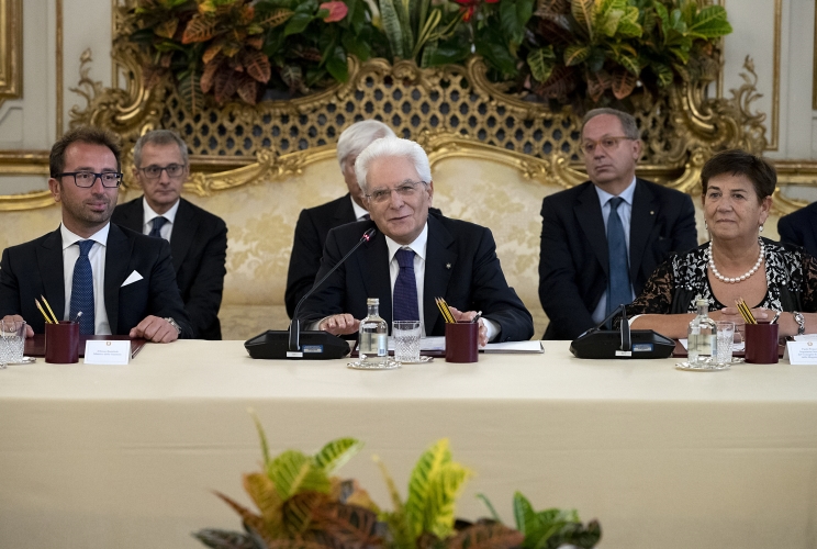 Il Presidente Sergio Mattarella in occasione della seduta di insediamento del Consiglio Superiore della Magistratura nella nuova composizione