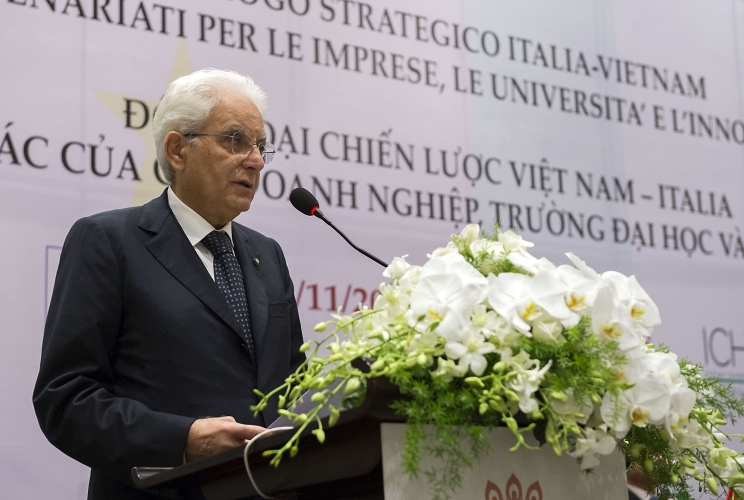 Il Presidente Sergio Mattarella in occasione del suo intervento alla sessione istituzionale 