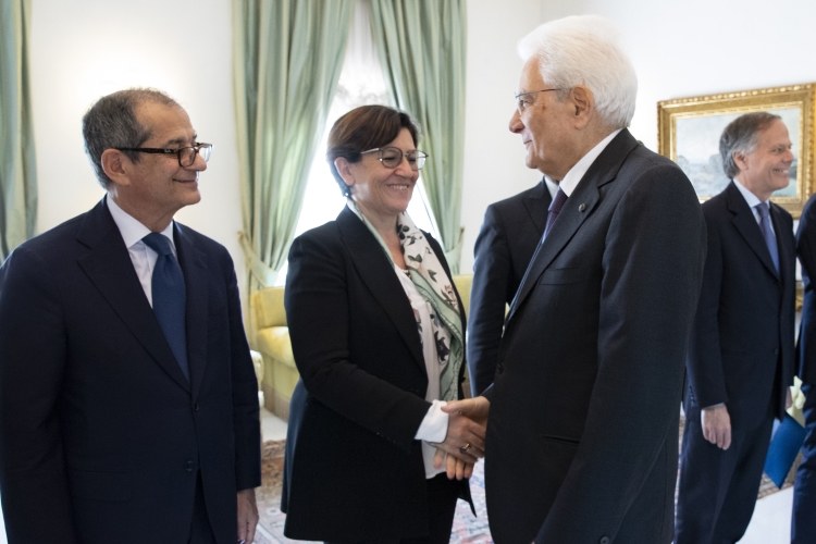 Il Presidente Sergio Mattarella con il Ministro della Difesa Elisabetta Trenta in occasione dell'incontro per il prossimo Consiglio Europeo.
