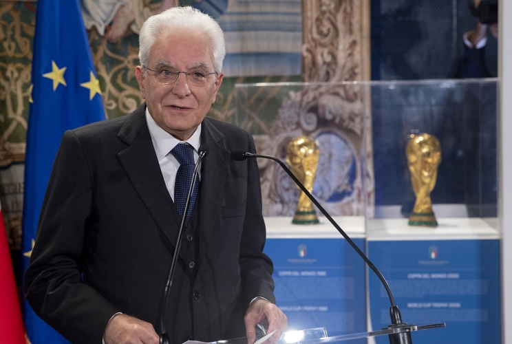 Il Presidente Sergio Mattarella in occasione della cerimonia nel 120° Anniversario della FIGC - Federazione Italiana Giuoco Calcio