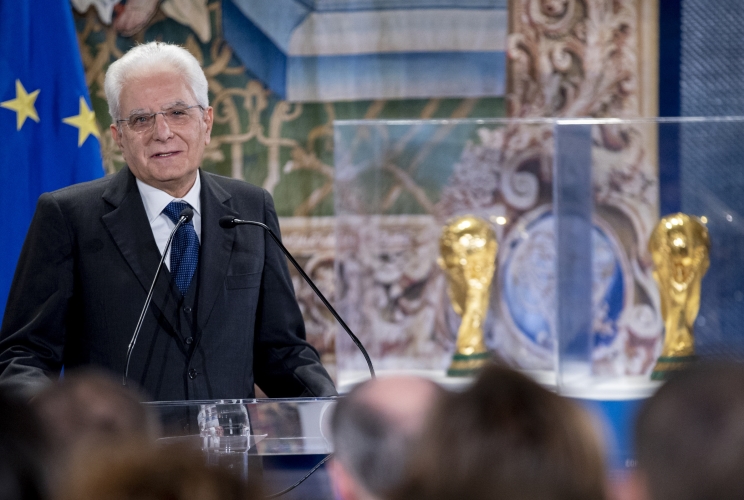 Il Presidente Sergio Mattarella in occasione della cerimonia nel 120° Anniversario della FIGC - Federazione Italiana Giuoco Calcio
