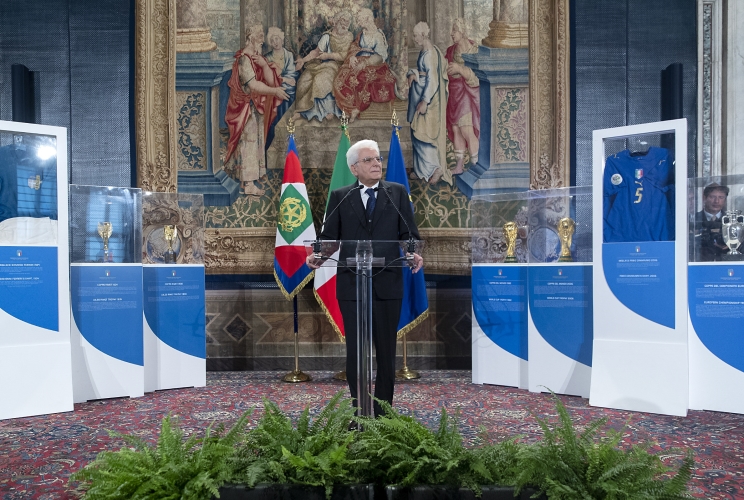 Il Presidente Sergio Mattarella in occasione della cerimonia nel 120° Anniversario della FIGC - Federazione Italiana Giuoco Calcio