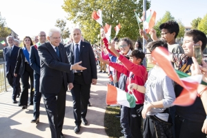Il Presidente Sergio Mattarella arriva al Teatro Era di Pontedera, in occasione della cerimonia di commemorazione del 40° anniversario della morte del Presidente Emerito della Repubblica Giovanni Gronchi
