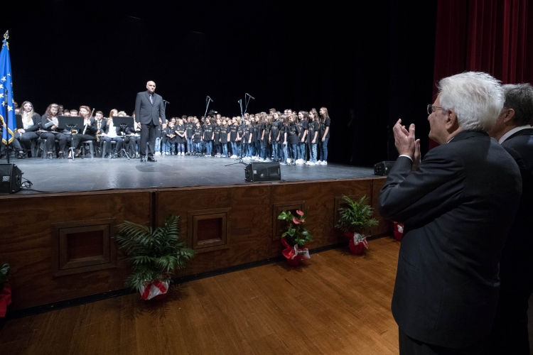 Il Presidente Sergio Mattarella al Teatro Era in occasione della cerimonia di commemorazione del 40° anniversario della morte del Presidente Emerito della Repubblica Giovanni Gronchi