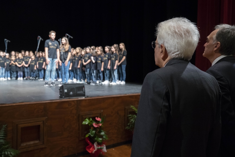 Il Presidente Sergio Mattarella al Teatro Era in occasione della cerimonia di commemorazione del 40° anniversario della morte del Presidente Emerito della Repubblica Giovanni Gronchi