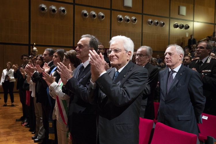 Il Presidente Sergio Mattarella al Teatro Era in occasione della cerimonia di commemorazione del 40° anniversario della morte del Presidente Emerito della Repubblica Giovanni Gronchi