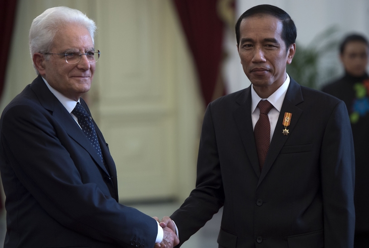 Il Presidente della Repubblica Italiana Sergio Mattarella con il Presidente della Repubblica di Indonesia, Joko Widodo 