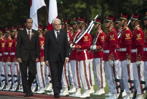 Il Presidente della Repubblica Italiana Sergio Mattarella con il Presidente della Repubblica di Indonesia, Joko Widodo 