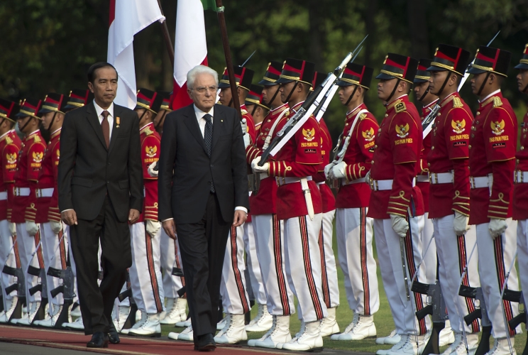 Il Presidente della Repubblica Italiana Sergio Mattarella con il Presidente della Repubblica di Indonesia, Joko Widodo 