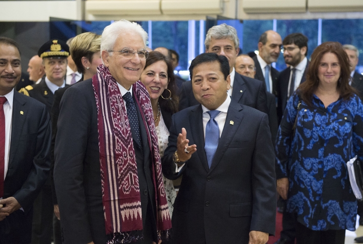 Il Presidente della Repubblica Sergio Mattarella con il Presidente della Camera dei Rappresentanti, On. Setya Novanto