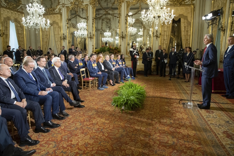 Un momento dell'incontro al Quirinale con la Nazionale italiana femminile di pallavolo finalista ai Mondiali 2018 in Giappone