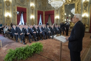 Il Presidente Sergio Mattarella durante il suo indirizzo di saluto in occasione dell'incontro con i partecipanti alla "Conferenza dei Consoli Italiani nel Mondo"
