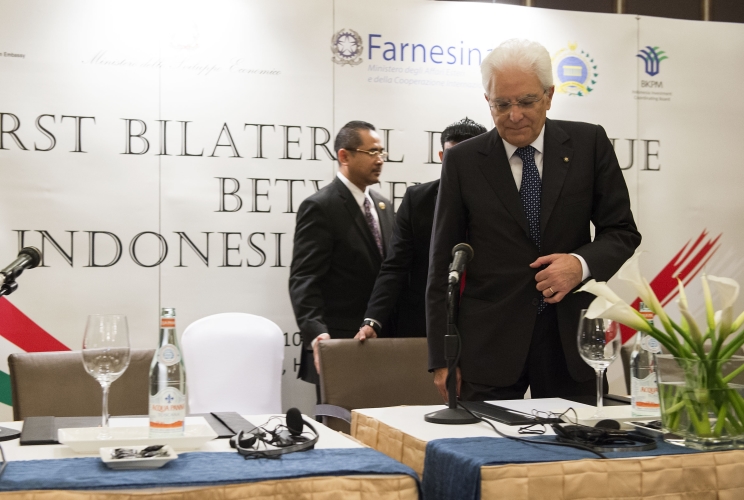 Il Presidente Sergio Mattarella in occasione del "Primo Dialogo Bilaterale tra Indonesia e Italia"