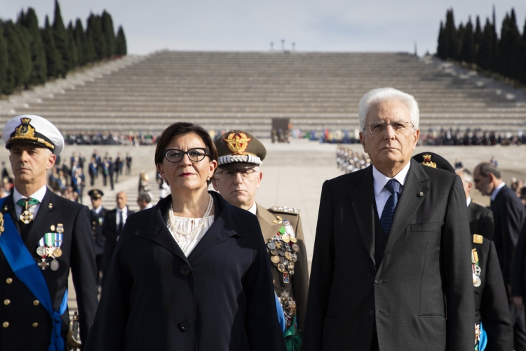 Il Presidente Sergio Mattarella con il Ministro della Difesa Elisabetta Trenta  al Sacrario di Redipuglia in occasione del Giorno dell'Unità nazionale e Giornata delle Forze Armate 